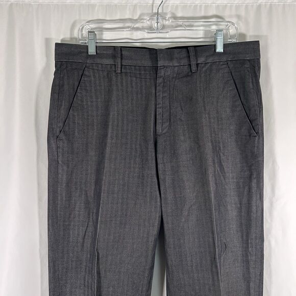 Armani Exchange Dress Pants Men's 33 Reg Grey Striped Flat Front 100% Cotton - Picture 2 of 9
